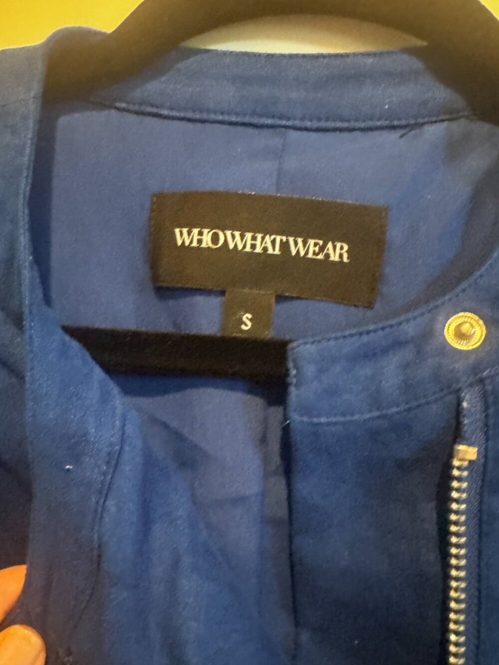 Who What Wear Blue Faux Suede Moto Jacket Size Small Zip Pockets - Picture 11 of 11